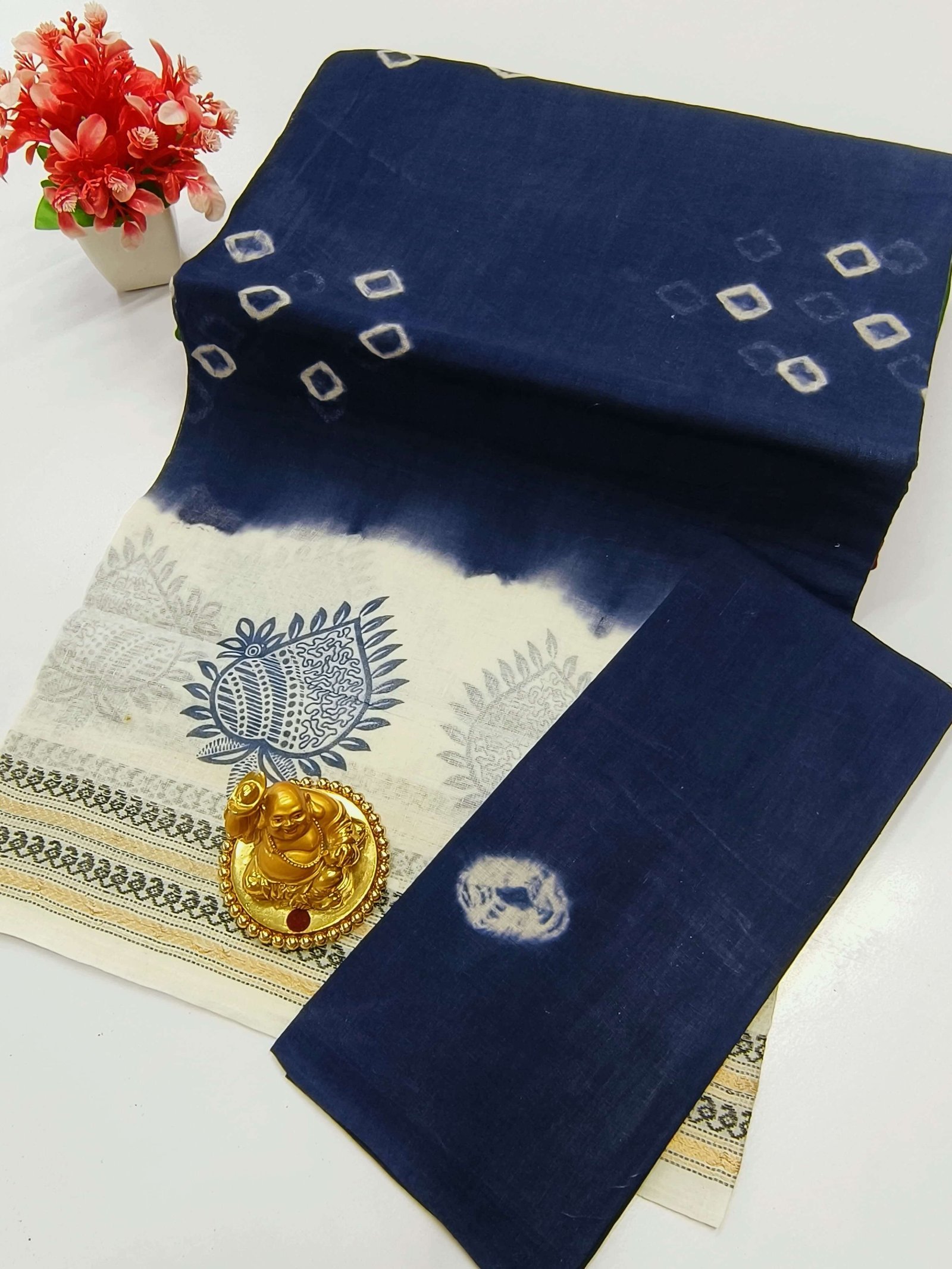 Summer Baandhani Cotton Saree – Design 12