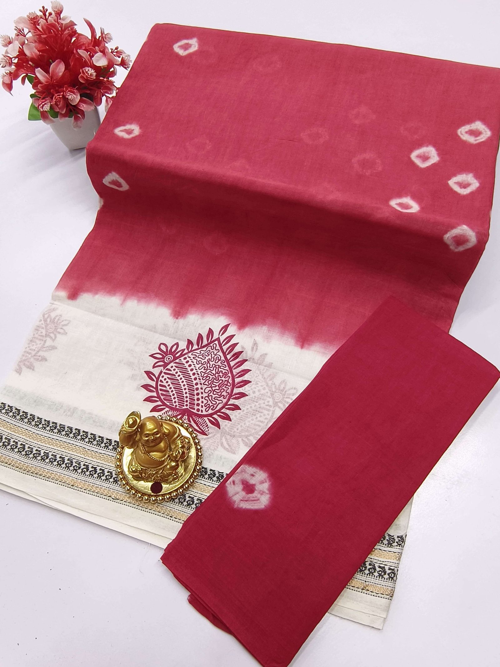 Summer Baandhani Cotton Saree – Design 13