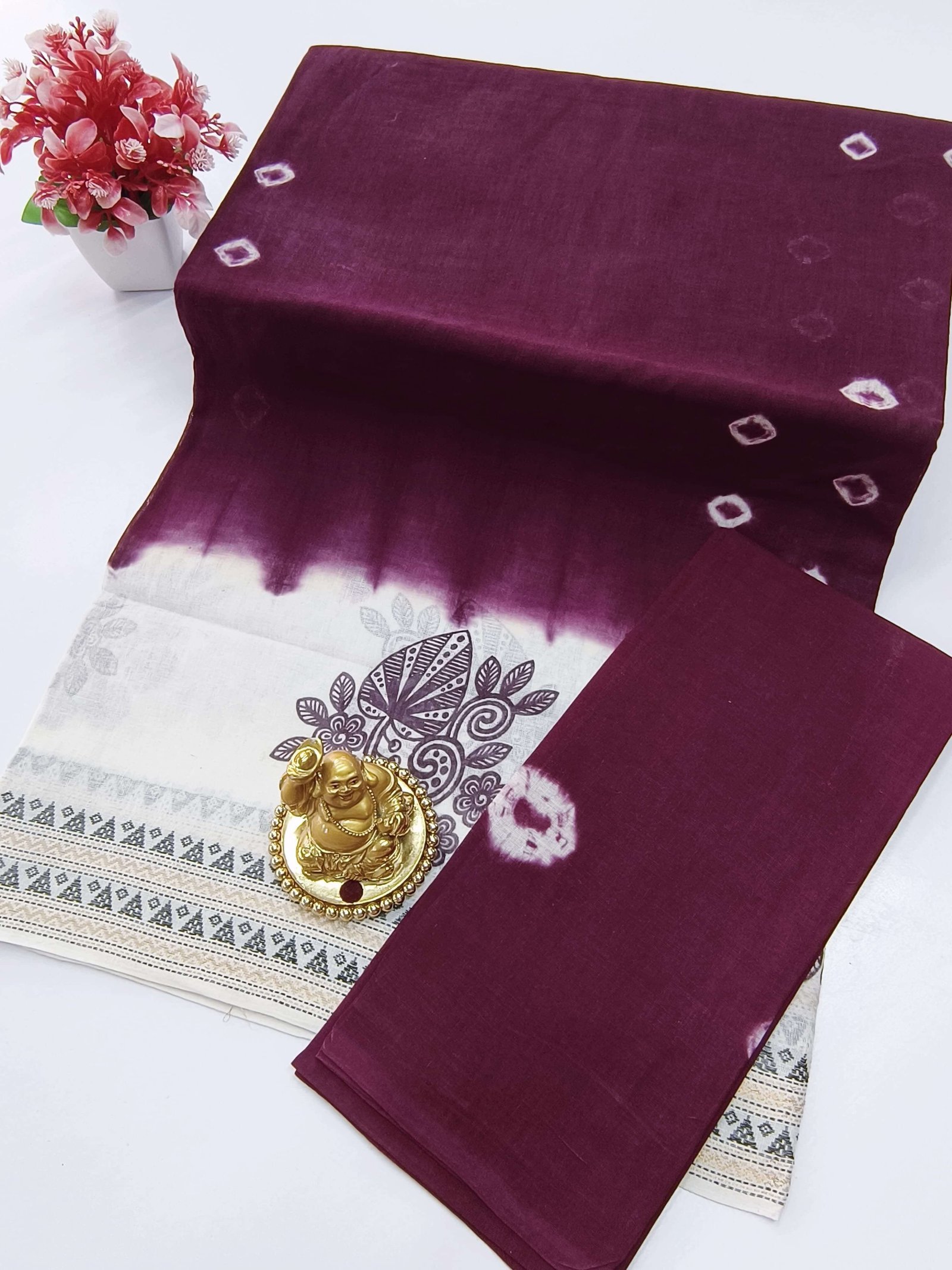 Summer Baandhani Cotton Saree – Design 2