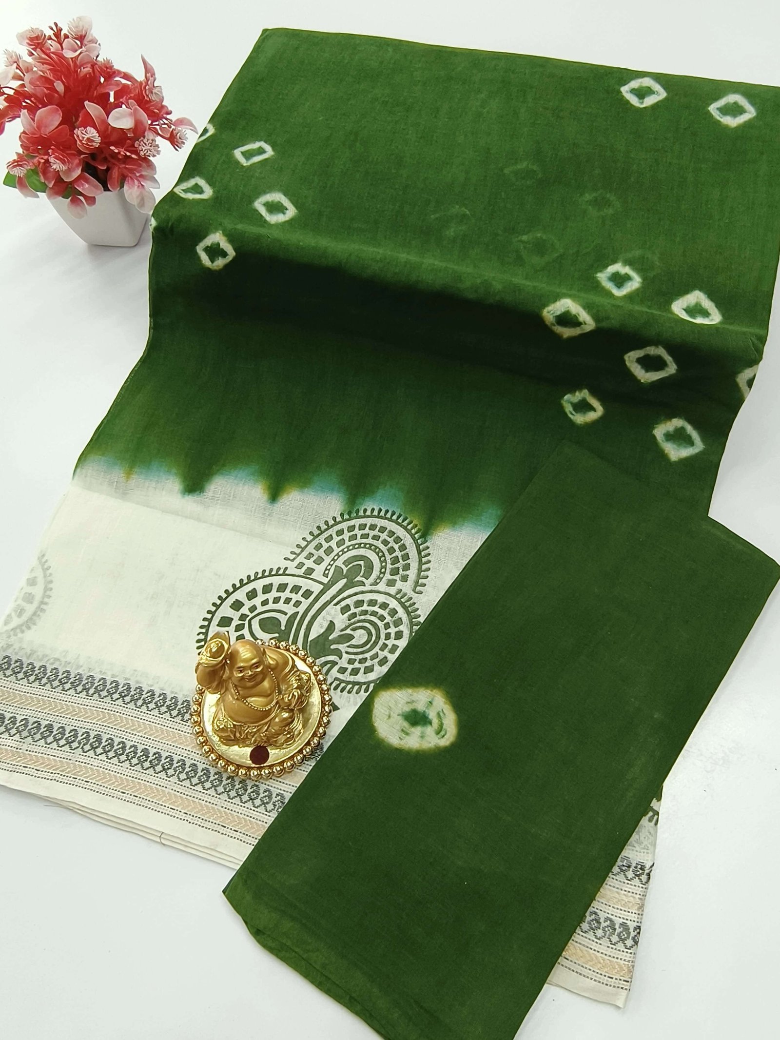 Summer Baandhani Cotton Saree – Design 3