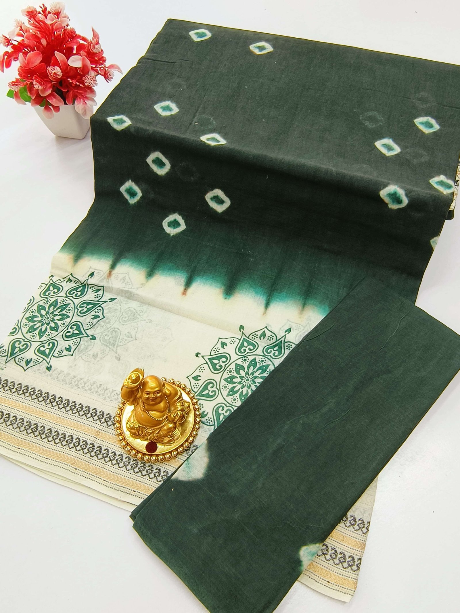 Summer Baandhani Cotton Saree – Design 7
