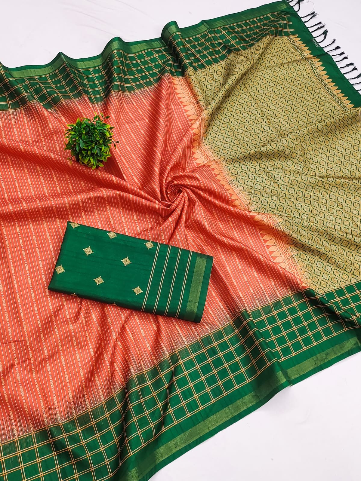 Silkworms Cotton Soft Silk Saree – Design 4 - Image 3