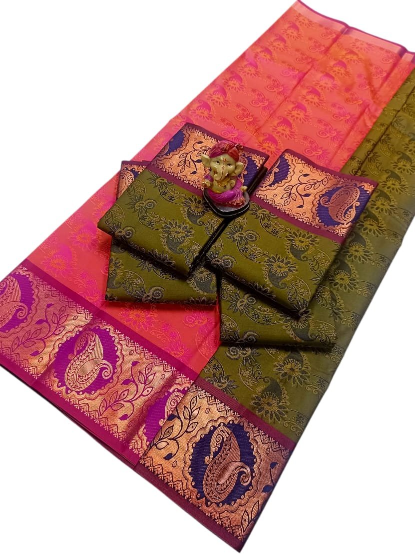 3D Emboss Semi Silk Saree Design 14